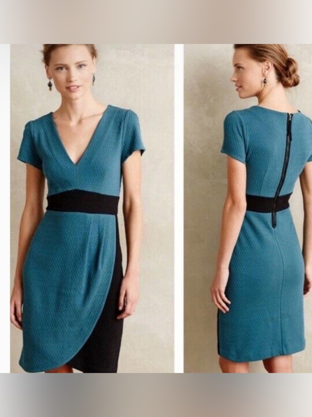Anthropologie Splitshade Tulip Hem Dress by Maeve, Turquoise XS Could fit Small